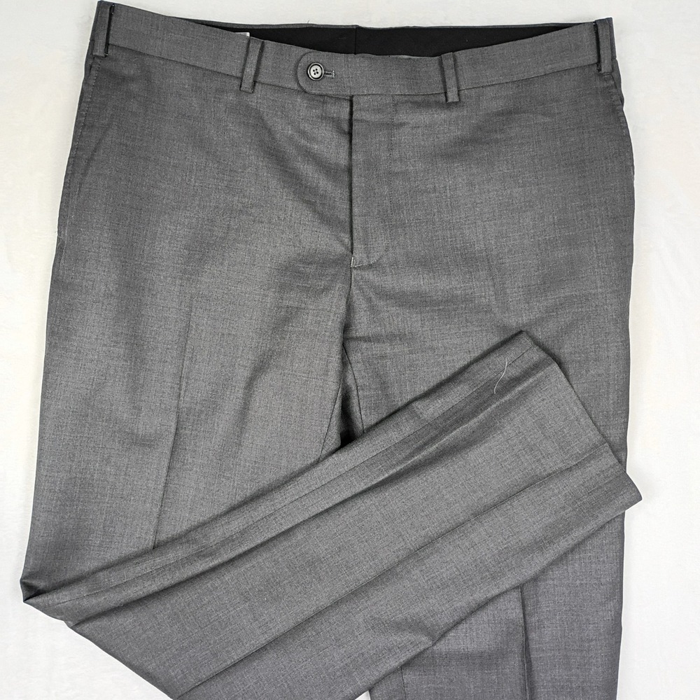 Indochino Yaletown 52 Mens Grey Dress Pants Flat‎ Front Trousers size 36